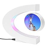 Porta Retrato De Levitação Magnética Em Forma C Suporte Giratório Para Exibição Automático Modelo De Foto Levitante Decoração Criativa Moderna De Mesa De Escritório Em Casa Com Luz Noturna De LED