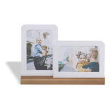 Porta Retrato De Mesa Em Aço Branco 10x15cm Flat Duplo