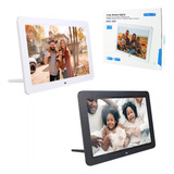 Porta Retrato Digital 7 P Controle Remoto Som Vídeo Preto br Cor Branco