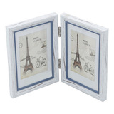 Porta retrato Duplo Plástico Paris 10x15cm Cor Branco Liso