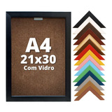 Porta Retrato Kit Com 4 Molduras A4   21x30 C vidro Cor Preto