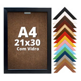 Porta Retrato Kit Com 4 Molduras A4 21x30 C vidro Cor Preto