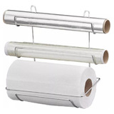 Porta Rolo Papel Laminado Toalha Filme Parede Suporte Triplo