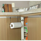 Porta Rolo Papel Toalha Suporte Multiuso C gancho Armário 81 Cor Cromado