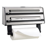 Porta Rolos Triplo Inox Papel Toalha Filme Pvc Alumínio Emsa