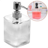 Porta Sabonete Liquido De Vidro Lavabo Canelado 420ml