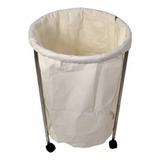 Porta Saco Hamper Desmontável C Rodízios Aço Inox