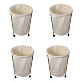 Porta Saco Hamper Kit 4 Unidades C Rodízios Aço Inox