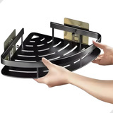 Porta Shampoo E Sabonete Suporte De Canto Parede Banheiro Cor Preto