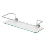 Porta Shampoo Reto Standard Prateleira De Vidro 6mm Dupla Fixação Paradise Cor Prateado