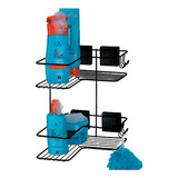 Porta Shampoo Sabonete Duplo Ventosa Não Enferruja Cor Preto