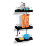 Porta Shampoo Triplo Cromo Colors Aço E Plastico N350 Niq Cor Preto