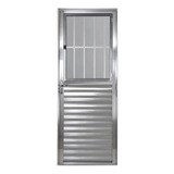 Porta Social De Aluminio Brilhante C Grade Sala coz 210x70