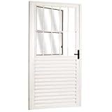 Porta Social Palheta De Alumínio 210 X 80cm Linha 25 Lado Direito Esquadrias Bergamo Branco