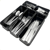 Porta Talher De Gaveta Organizador Preto C 5 Peças Cozinha