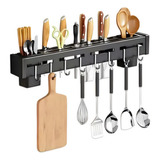 Porta Talher De Parede Preto Para Cozinha Com Suporte