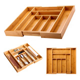 Porta Talher G Organizador De Gavetas Bambu Ext 8 Divisória