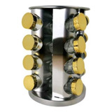 Porta Tempero Condimento Inox 16 Potes Suporte Giratório