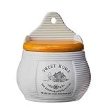 Porta Tempero Condimento Mantimentos E Saleiro De Parede Em Porcelana Com Tampa De Bambu