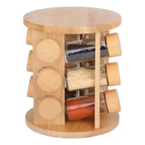 Porta Tempero Condimento Suporte Giratório Bambu C 12 Potes
