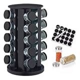 PORTA TEMPERO CONDIMENTOS 20 GIRATORIO PRETO REDONDO ETIQUETAS CANETA