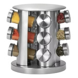 Porta Tempero Condimentos Vidro Giratório Inox 12 Potes