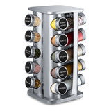 Porta Temperos Inox 20 Potes Suporte Giratório Quadrado