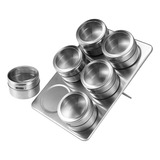 Porta Temperos Inox Imã De Geladeira 6 Potes Magnético