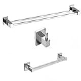 Porta Toalha De Banho Duplo 65cm Porta Toalha De Rosto 30cm Cabide Inox Cromado Suporte