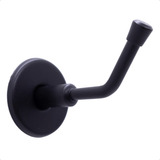 Porta Toalha Preto Fosco Simples Gancho Cabide Banheiro Aço