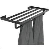 Porta Toalhas De Banho Suporte Duplo Toalheiro Hotel Empire Cor Preto