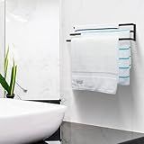 Porta Toalhas Toalheiro Triplo Para Parede Preto Fosco 45cm