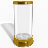 Porta Vela 7 Dias Copo Vidro Antichamas Com Aro Base Dourado