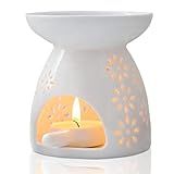 Porta Velas De Cerâmica Aquecedor De Cera Queimador De óleo Essencial Difusor De óleo De Vela Queimador De óleo De Cerâmica Porta Velas Queimador De óleo Padrão De Flores Difusor De Aroma Decoração Romântica Para Casa