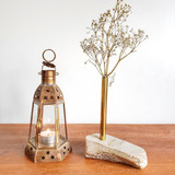 Porta Velas Decorativas Castiçal Lanterna Marroquina Latão