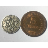 Portugal- 50 Reis 1900 E 5 Centavos 1921 - Frete Grátis