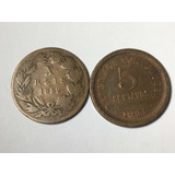 Portugal- X Reis 1882 E 5 Centavos 1921 Frete Grátis