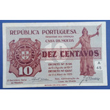 Portugal Bela Cédula 10 Centavos 1925 Fe Bem Escassa