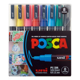 Posca Kit De Canetas Uni Ball Pc 3m Sortidas Com 8 Unidades