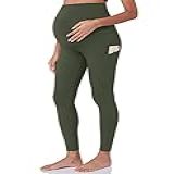 POSHDIVAH Calça Legging Feminina De Treino Para Gestantes Acima Da Barriga Para Ioga Com Bolsos Calça Esportiva Macia Para Trabalho Verde M