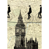 Pôster - Big Ben London Map Bike - Decora - 33 Cm X 48 Cm