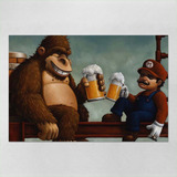 Poster 30x45cm Cerveja Mario Donkey Kong Brindando 40