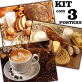Poster 65x100cm Kit C 3 Decorar Copa Cozinha Bar Café