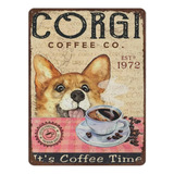 Pôster De Cachorro Corgi De Metal Grosso Antigo E Durável E
