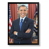 Pôster Quadro Presidente Eua Barack Obama Com Moldura A3