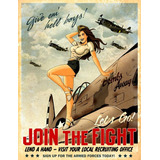 Poster Retrô   Join The Fight Pin Up   Decora 33 Cm X 48 Cm