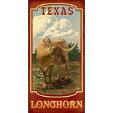 Pôster Retrô Texas Longhorn Bull Decora 33 Cm X 67 Cm