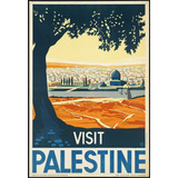 Poster Retrô Travel Visit Palestine Decor 33 Cm X 48 Cm