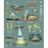 Pôster Retrô Ufologia Aliens Art Decor 33 Cm X 48 Cm