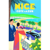 Poster Vintage Nice Côte D Azur Decor 33 Cm X 48 Cm